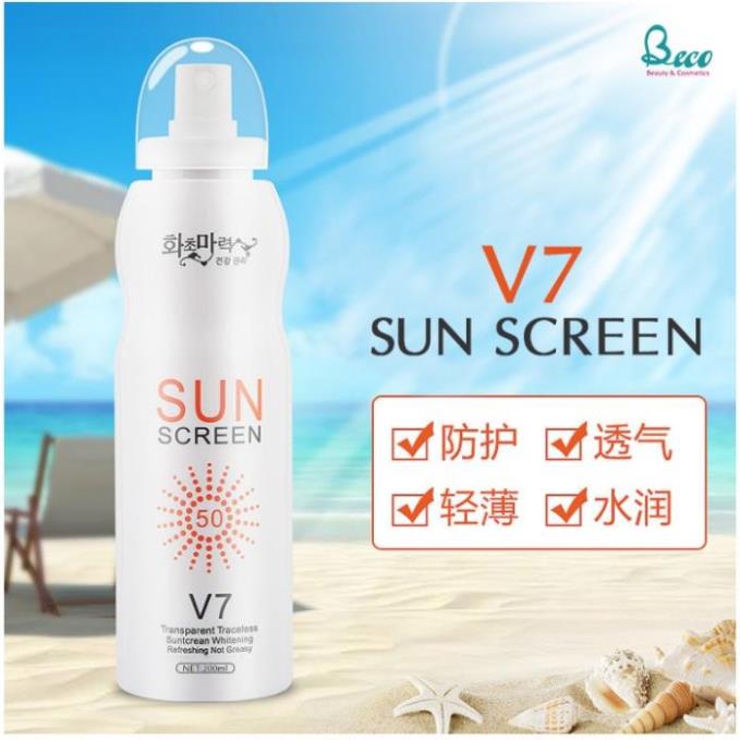Kem chống nắng toàn thân dưỡng trắng da dạng xịt SUN SCREEN V7 Hàn Quốc