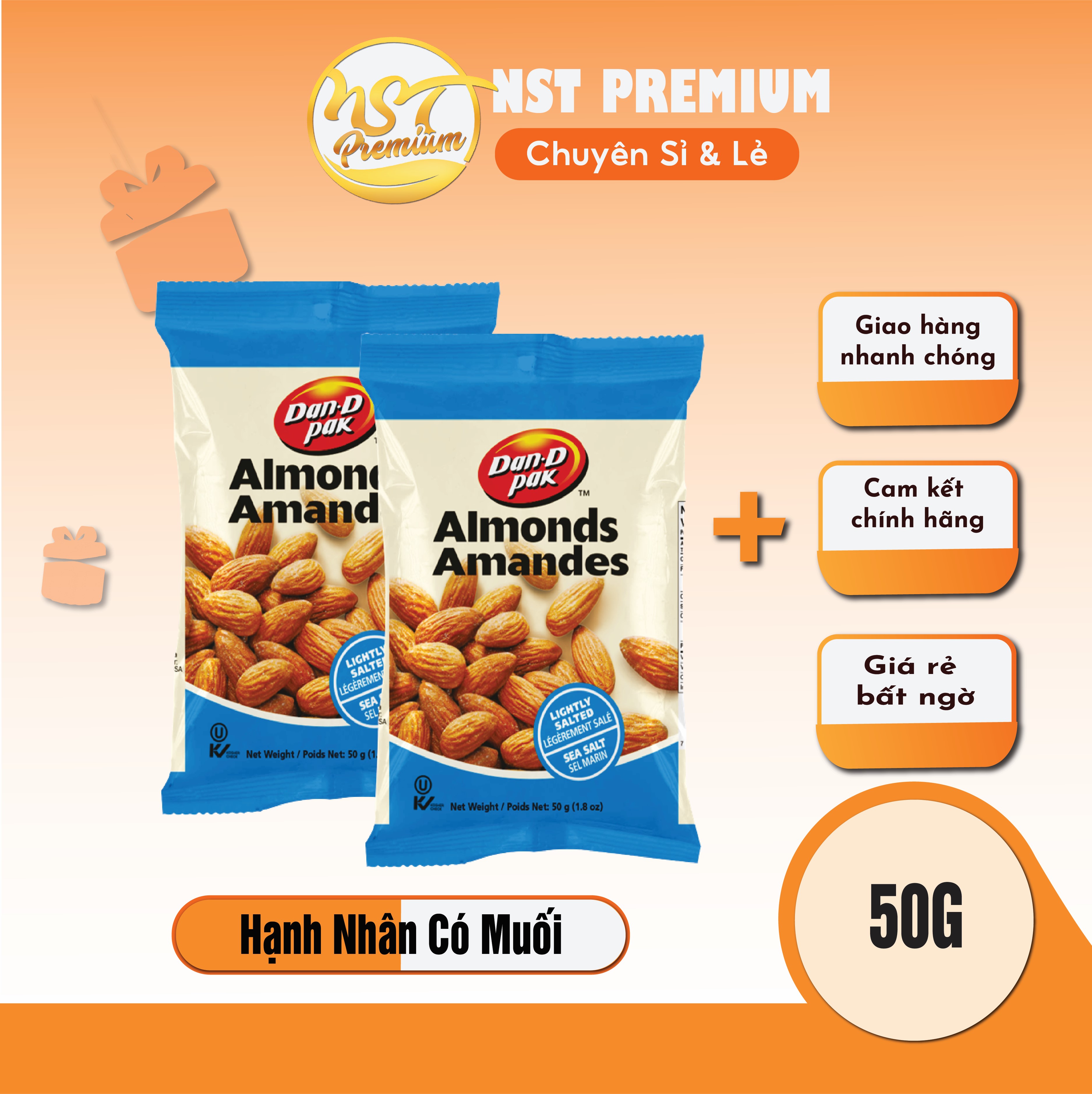 Hạnh nhân có muối 50gr usa dan d pak