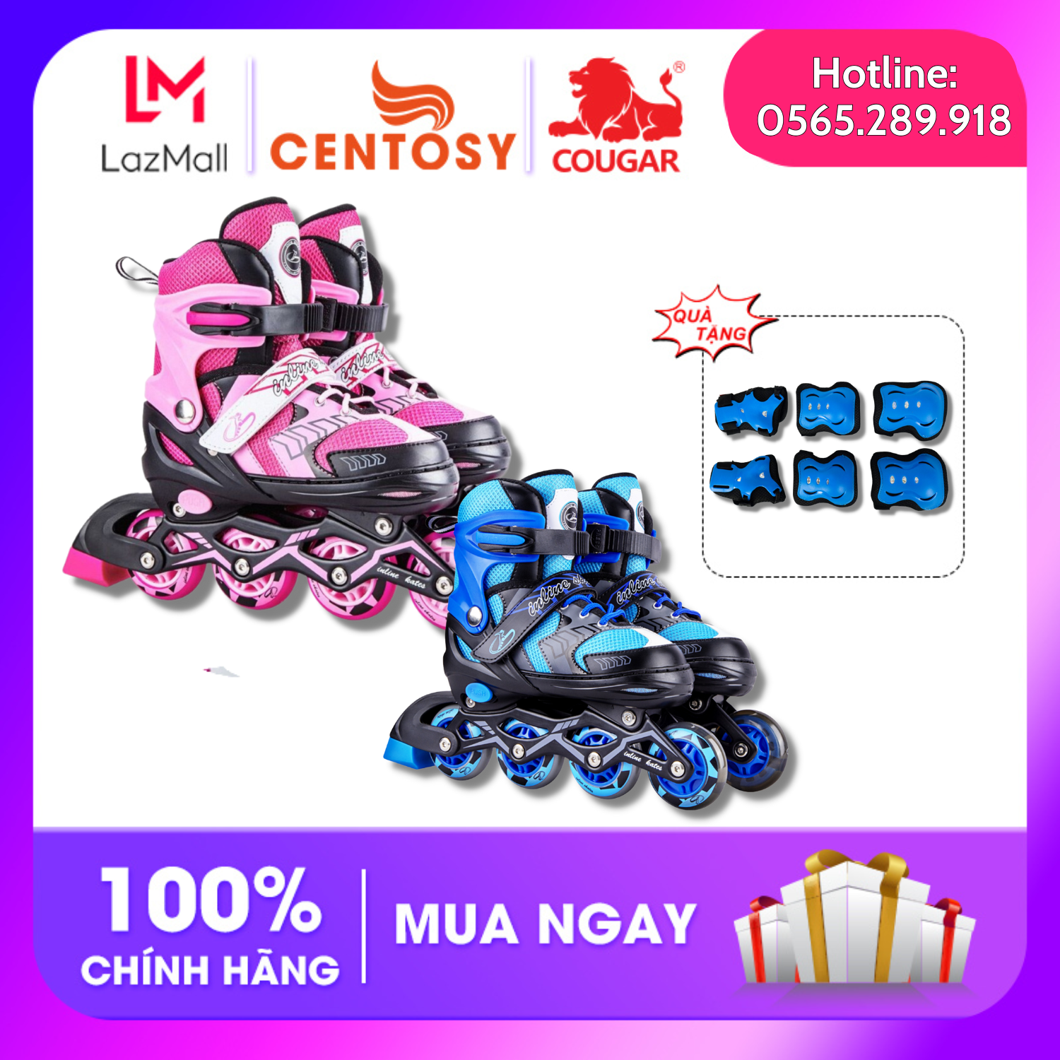 Giày Patin Trẻ Em Papaison A9, Có Bánh Đèn Phát Sáng, Nút Điều Chỉnh Tăng Giảm Size - Tặng Kèm Túi Đựng Giày Hoặc Bảo Hộ Xịn