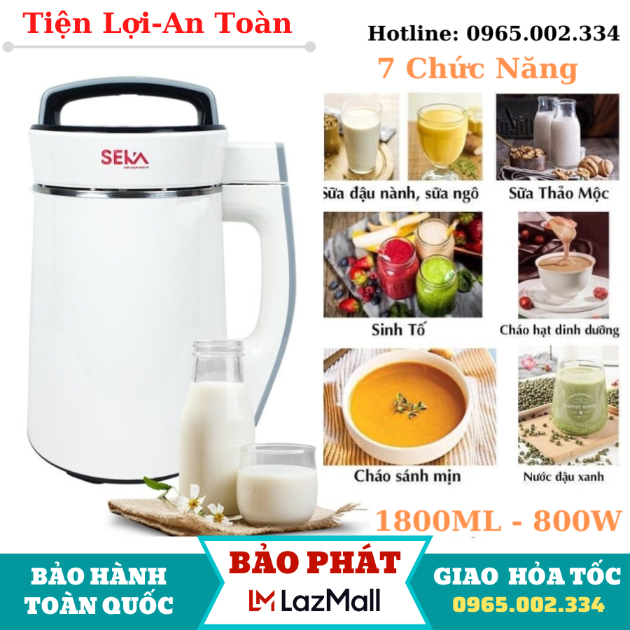 Máy xay sữa hạt, máy làm sữa hạt, máy nấu sữa hạt, Máy làm Sữa hạt đa năng 1.8 Lít Công suất 800W - Tự động, tiết kiệm điện, an toàn - Máy làm sữa đậu nành mini dễ dùng, Bảo hành 12T