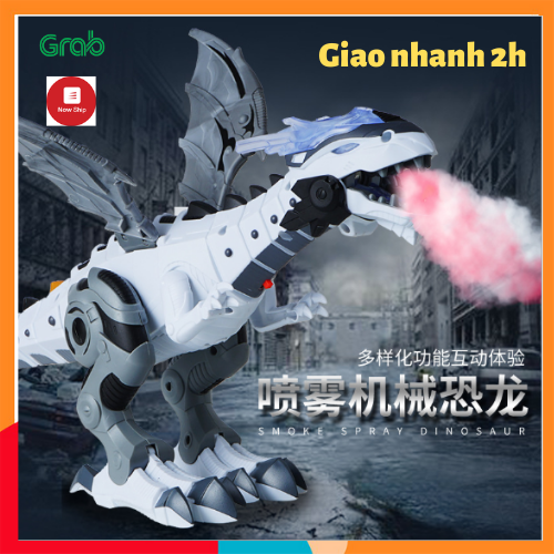 Khủng Long Robot Phun Khói - Lửa Điện Có Âm Thanh Ánh Sáng Siêu Ngầu Cho Bé