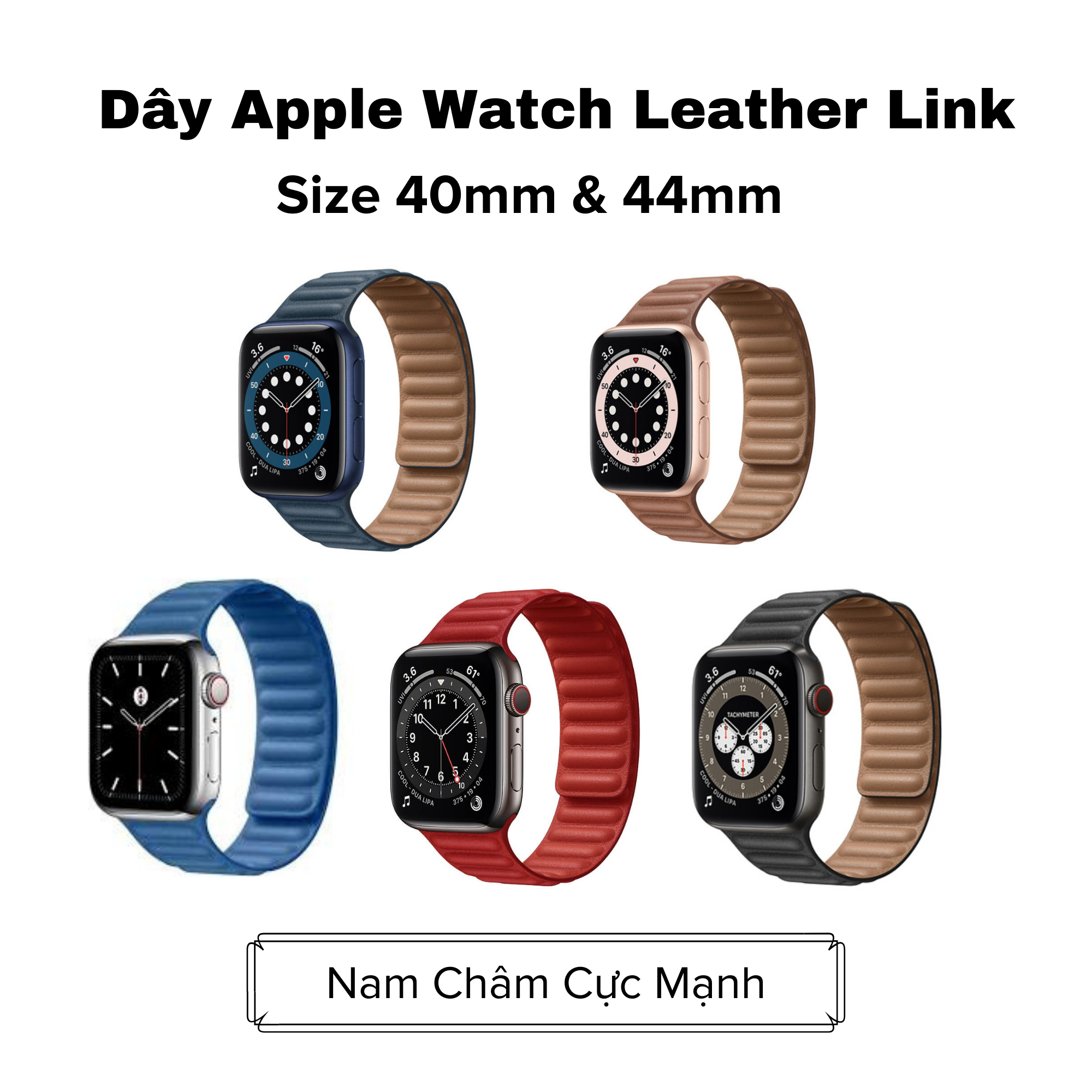 Apple Watch Band Dây đeo đồng hồ thông minh năm 2021 Leather Link Apple Watch Series 6 | SE | All Series - Đính nam châm cao cấp SWASTORE