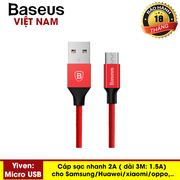 Cáp sạc Baseus Yiven dây bọc dù chống rối cổng Lightning dùng cho iphone  Ipad - dài 1.2 đến 3M - Phân phối bởi Baseus Vietnam