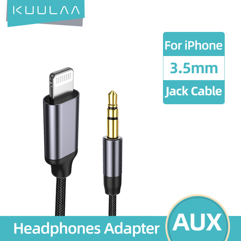 【For iPhone 13】【50% OFF Voucher】KUULAA 1M Aux Cable For iPhone 11 Pro XS Max X XR 8 7 iPad IOS 3.5mm Jack Male Cable Car Converter Bộ chuyển đổi âm thanh tai nghe