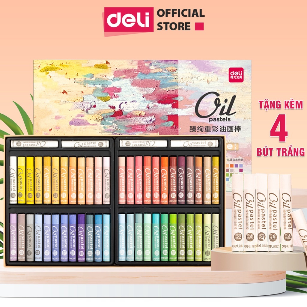 Bút màu sáp dầu chuyên nghiệp deli, hộp màu sáp 24/36/48 màu đậm, sắc nét - hm711a