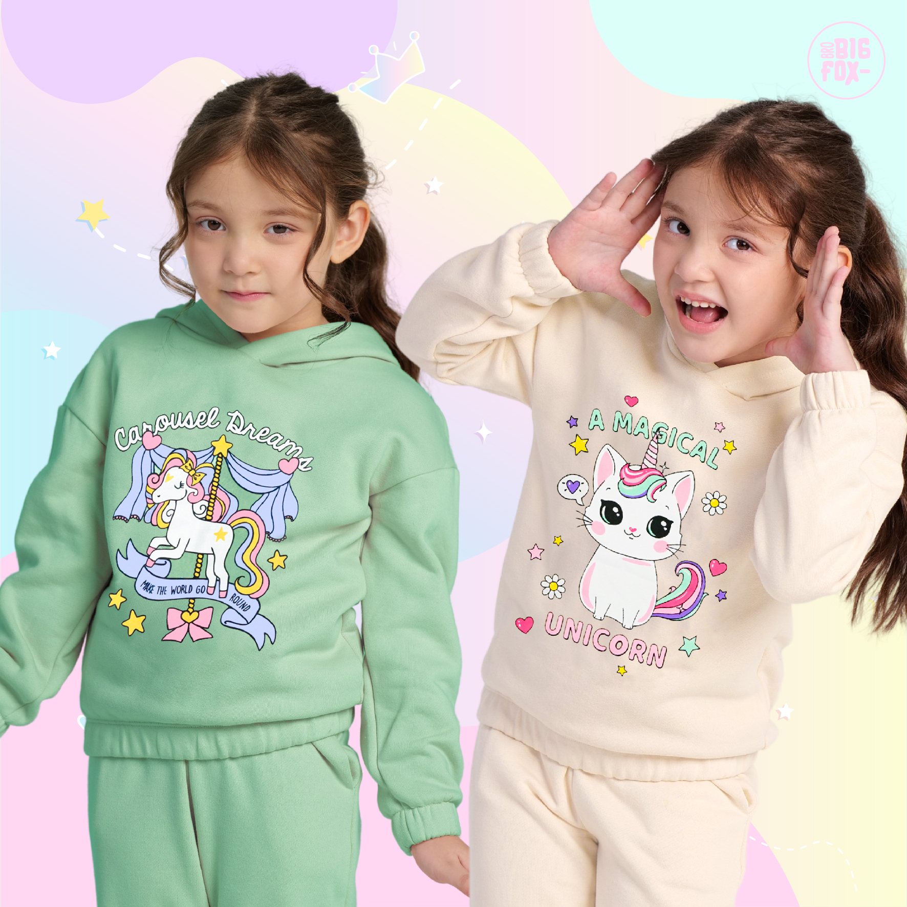 Áo nỉ bé gái Bigfox Miss Meow size đại, áo nỉ bông cho bé gái thu đông ấm áp hình in xinh xắn size trẻ em 3,4…10,11 tuổi