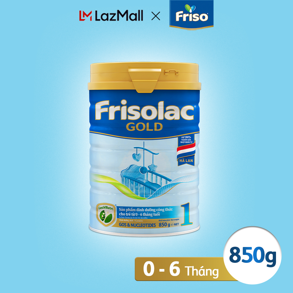 Sữa bột Frisolac Gold 1 lon thiếc 850G cho trẻ 0-6 tháng tuổi
