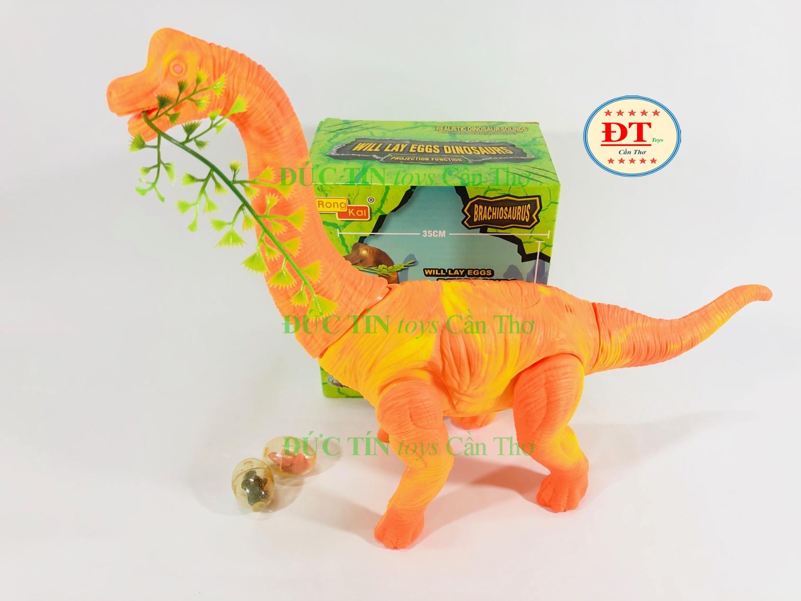 Đồ chơi khủng long cổ dài ngậm cỏ đẻ trứng chiếu hình 3d no: 050