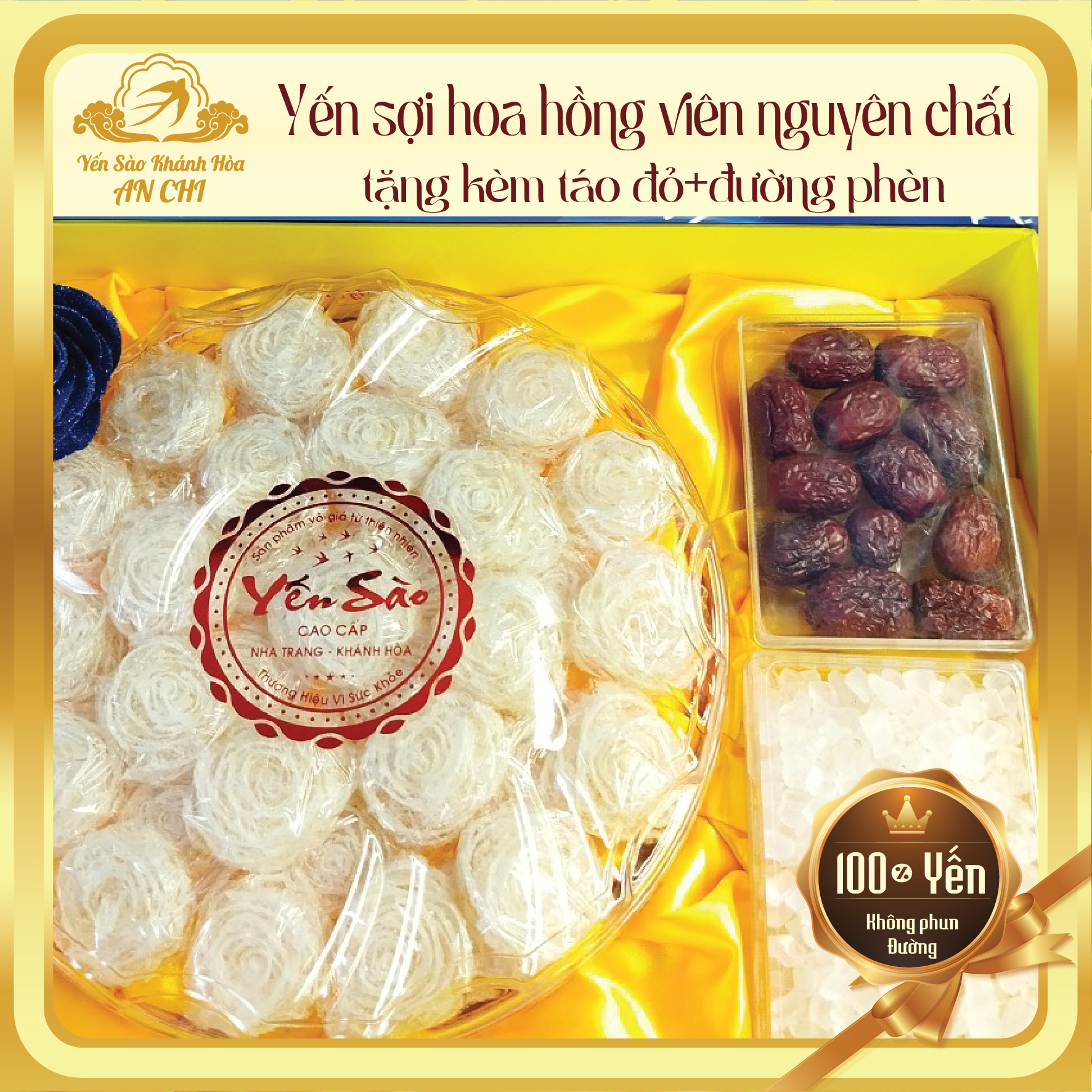 Yến sợi hoa hồng viên nguyên chất, Yến sào Khánh hòa viên hoa hồng, tặng nguyên liệu chưng yến giá tốt tiết kiệm tiện lợi , nguyên chất