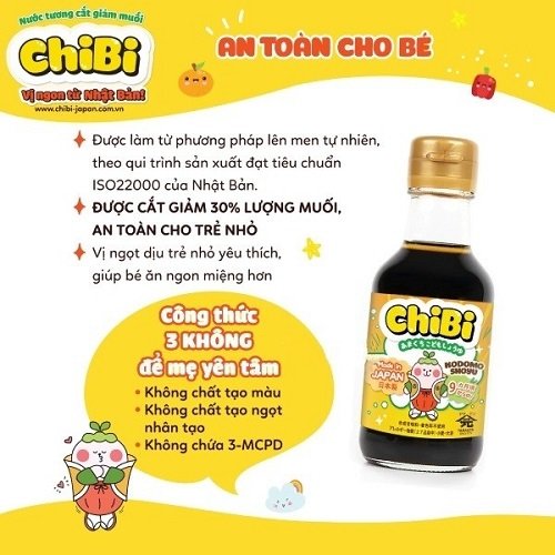 Nước Tương Trẻ Em ChiBi Yamagen 150ml Giảm Muối 30% Đặc Biệt An Toàn Cho Bé Ăn Dặm