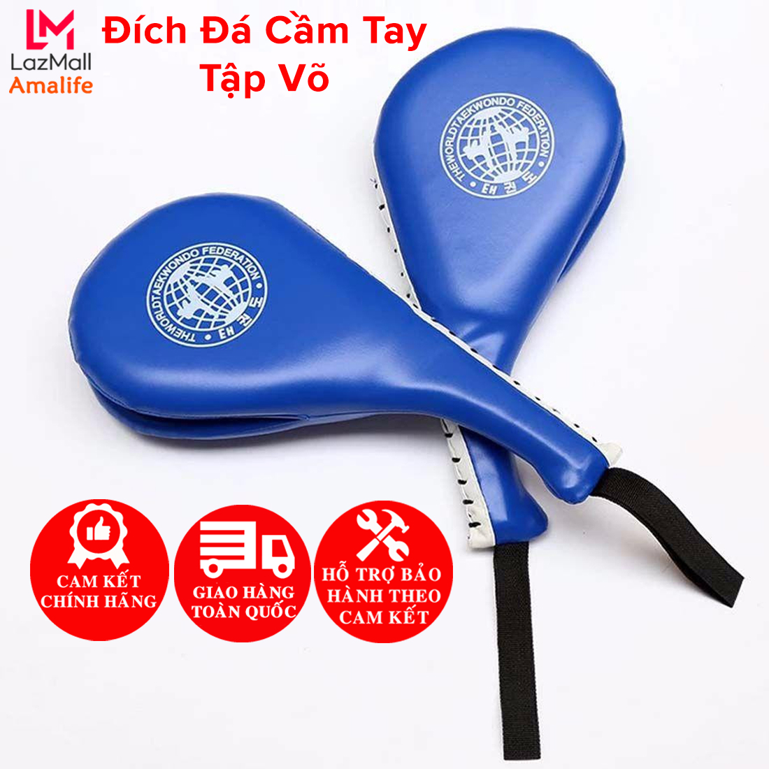 Đích Đá Đùi Gà Cầm Tay Màu Xanh Tập Võ Thuật Taekwondo, Vovinam, Karatedo Bọc Da PU Cao Cấp Cho Trẻ 