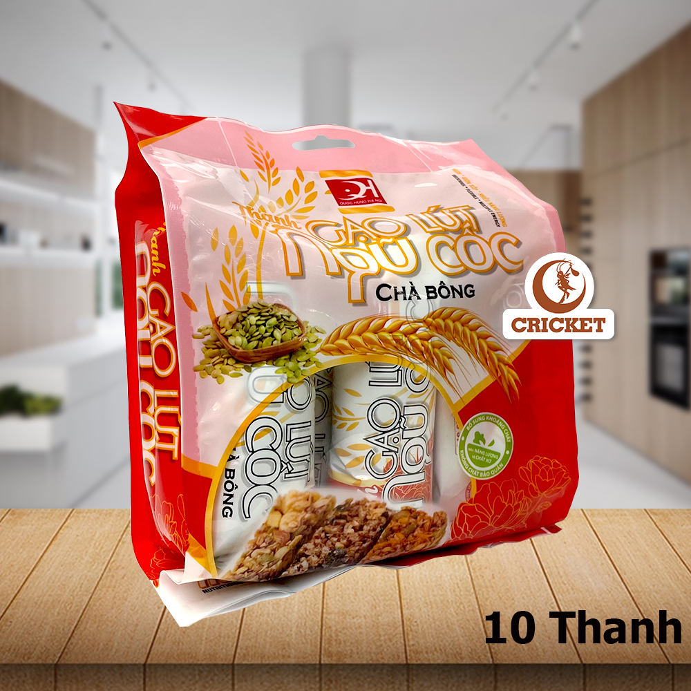 Thanh Gạo Lứt Ngũ Cốc Chà Bông 10 Thanh Quốc Hưng-Ngon, giòn, nhiều năng lượng cho người ăn kiêng, giảm cân-CRICKETFOOD