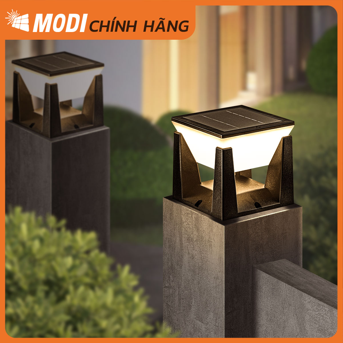 Đèn Trụ Cổng Năng Lượng Mặt Trời MODI SOLAR, Đèn LED Hàng Rào Sân Vườn Ngoài Trời Chống Nước