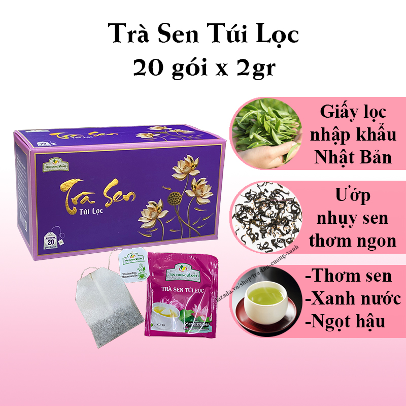 Trà sen túi lọc tân cương xanh 40gr - trà túi lọc giảm stress, thanh lọc cơ thể