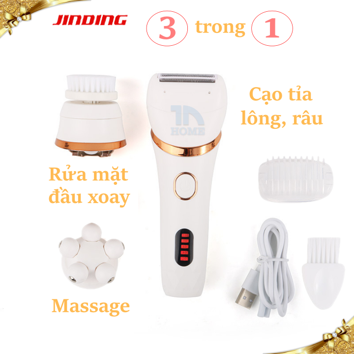 Máy rửa mặt Máy cạo tỉa lông massage mặt đa năng cao cấp JinDing JD-529