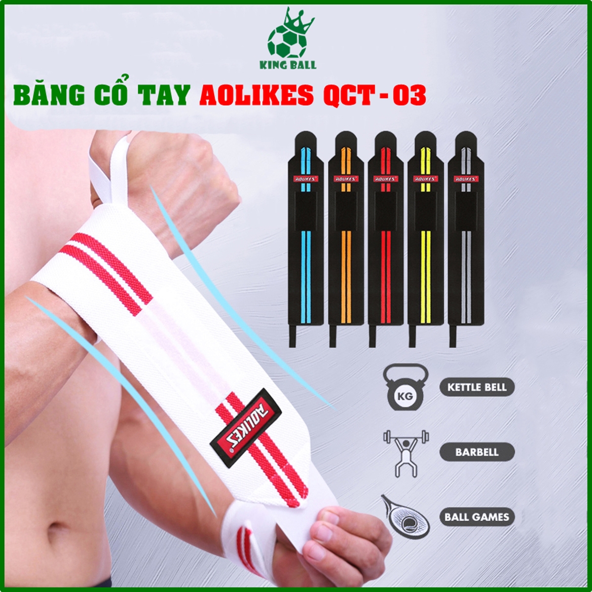 01 Đôi Băng Quấn Cổ Tay Thể Thao QCT/03 Tập Gym Chính Hãng Aolikes Bảo Vệ Cổ Tay Dùng Cho Tập Tạ Cầu Lông Tập Xà Tennis Giá Rẻ