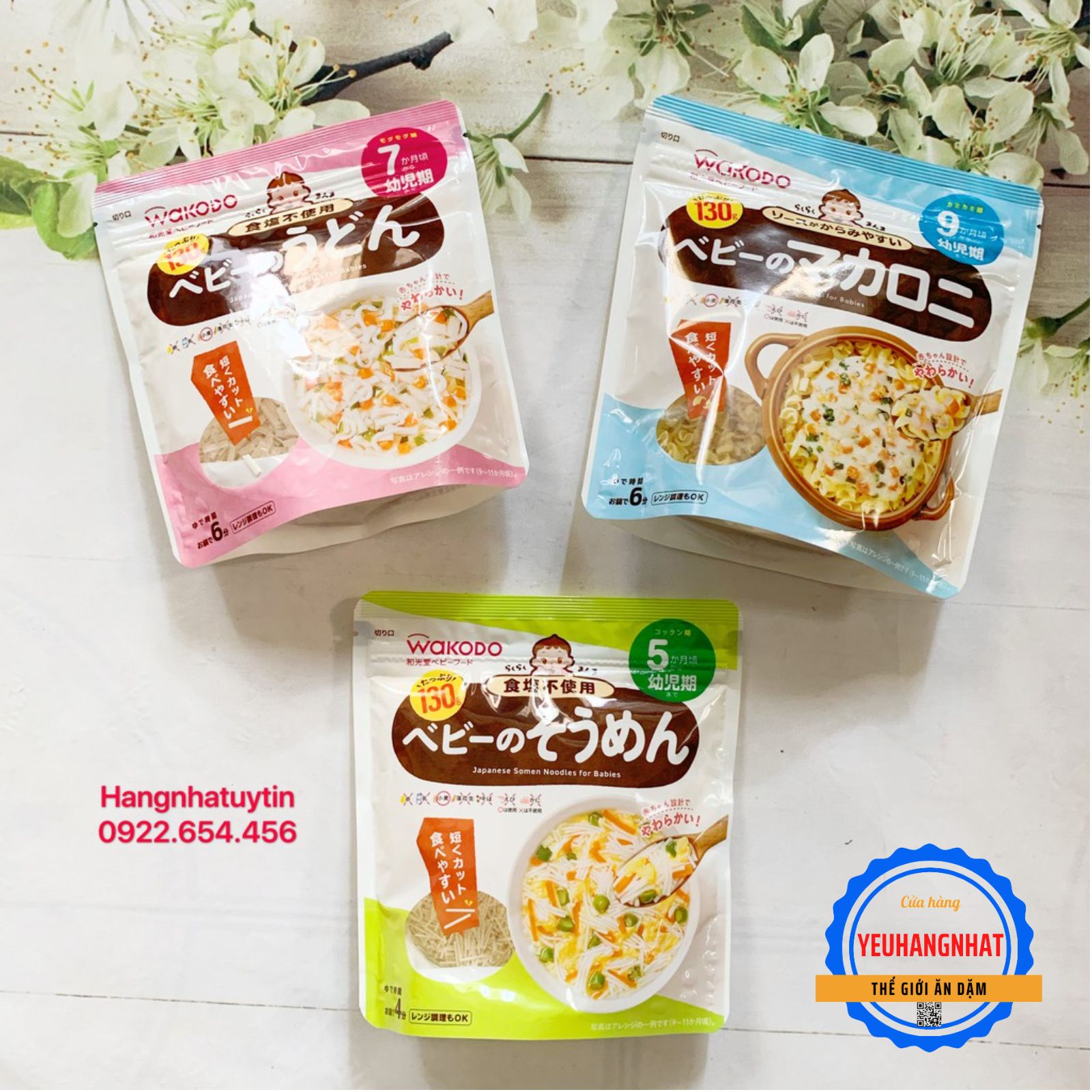 Bún, mì somen, udon khô ăn dặm Wakodo cho bé từ 5 tháng