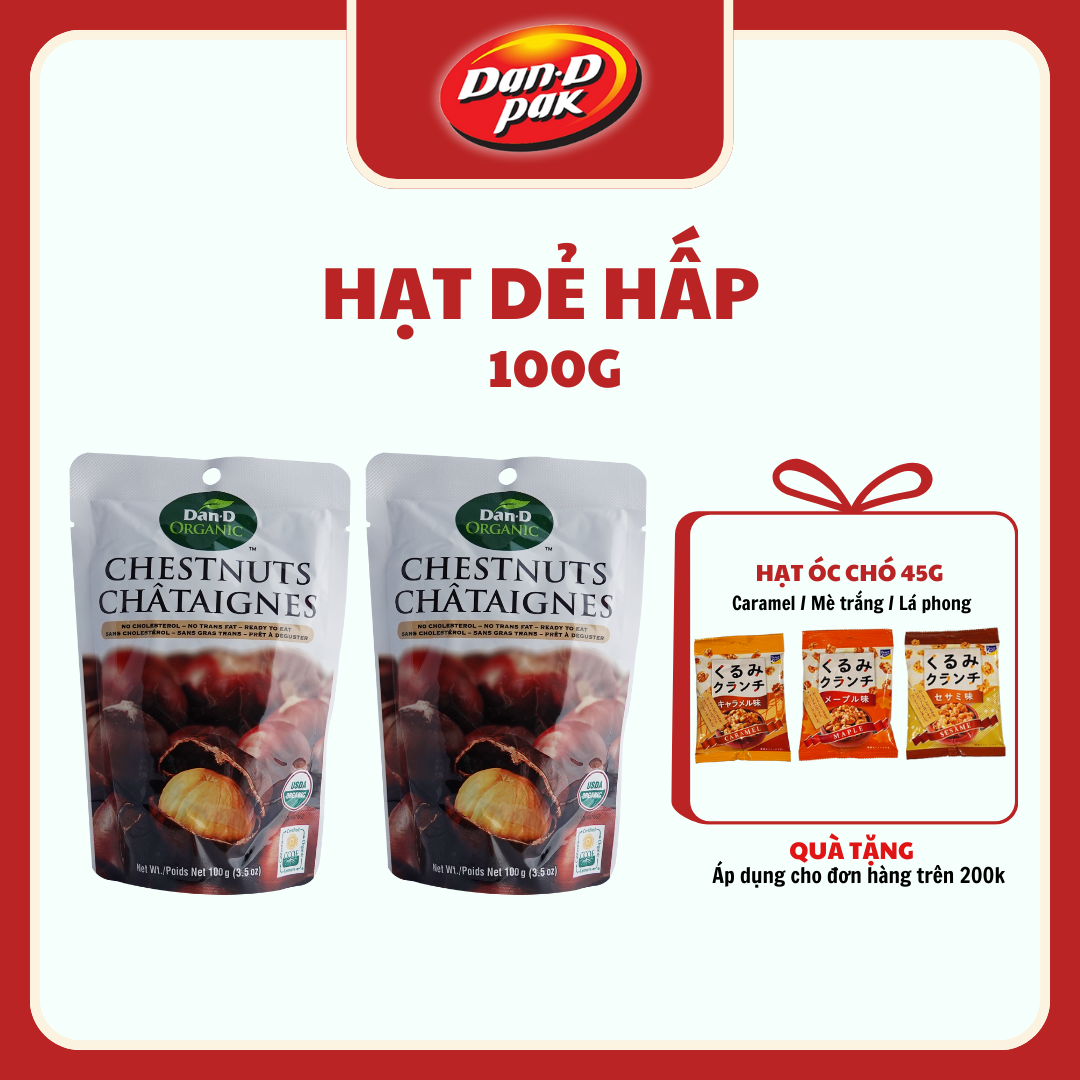 Hạt dẻ hấp ogranic 100g usda dan d pak