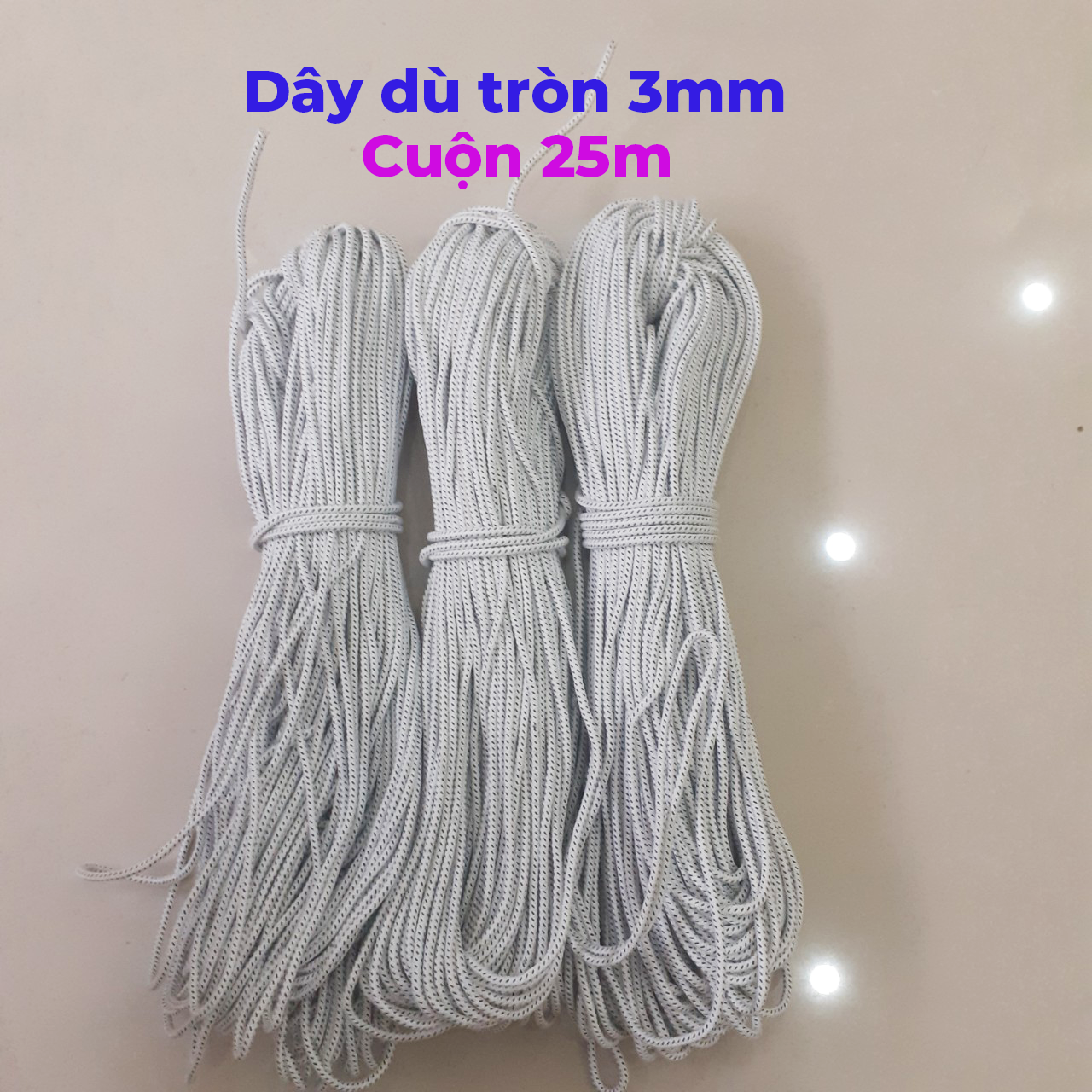 Dây dù tròn 3mm, cuộn 25m
