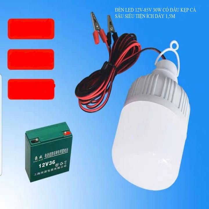 Bóng đèn led 30W 12V DC siêu sáng có đầu kẹp cá sấu tiện dụng