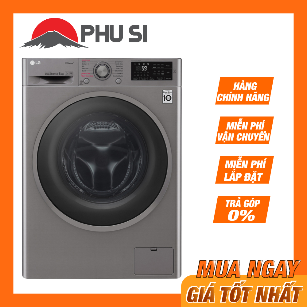 TRẢ GÓP 0% - BẢO HÀNH 2 NĂM - Máy giặt LG FC1408S3E 8kg Inverter