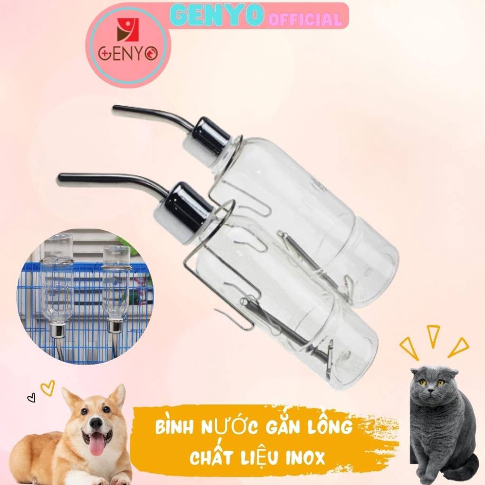 Bình nước gắn chuồng chất liệu inox bình nước cho thú cưng- Genyo pet care