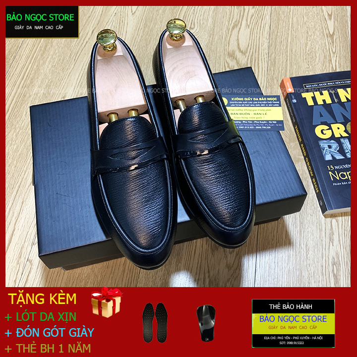 GIÀY LƯỜI NAM BĂNG ĐỤC THỜI TRANG - CHẤT DA BÒ 100% - ĐẾ CAO SU ĐÚC NGUYÊN KHỐI - MÃ K226 ĐEN
