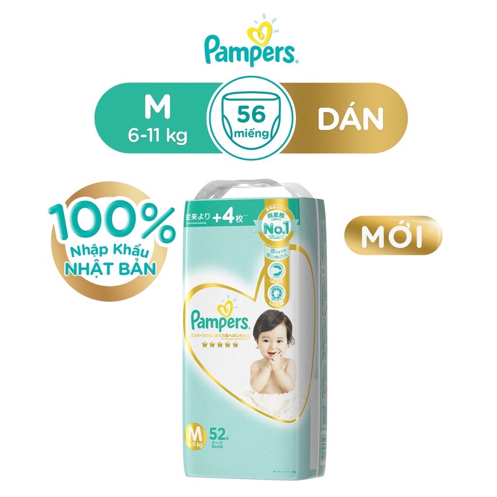 Tã dán Pampers nội địa Nhật Bản Nb70/S64/M52/L42