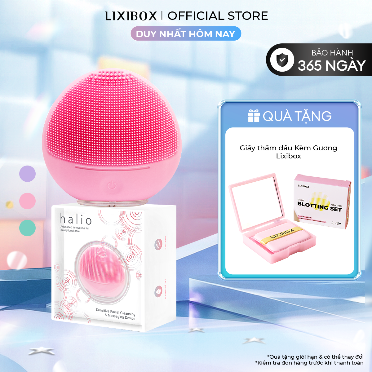[CƠ HỘI CUỐI] Máy Rửa Mặt Dành Cho Da Nhạy Cảm Sóng Âm Sạch Sâu Halio Sensitive Facial Device Limited Edition Baby Pink Kèm Hộp Treo