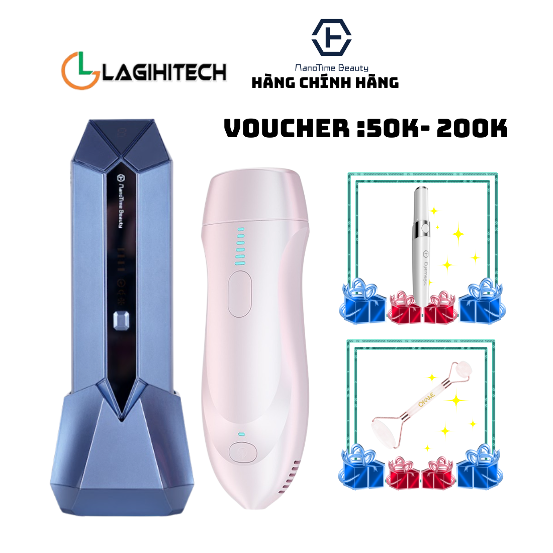 Máy triệt lông trẻ hoá da công nghệ IPL sapphire lạnh pin sạc NanoTime B65Pro - Hàng Chính Hãng