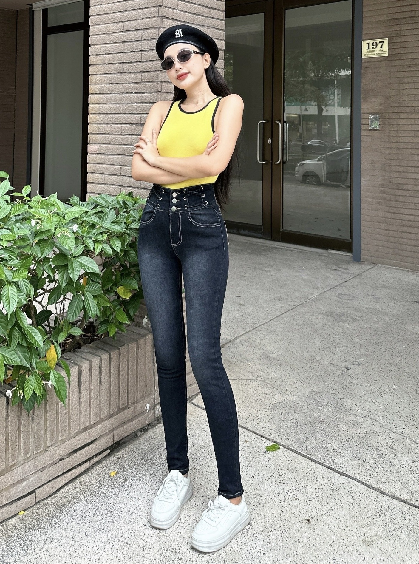 Quần bò nữ, quần jeans nữ tôn dáng màu xám