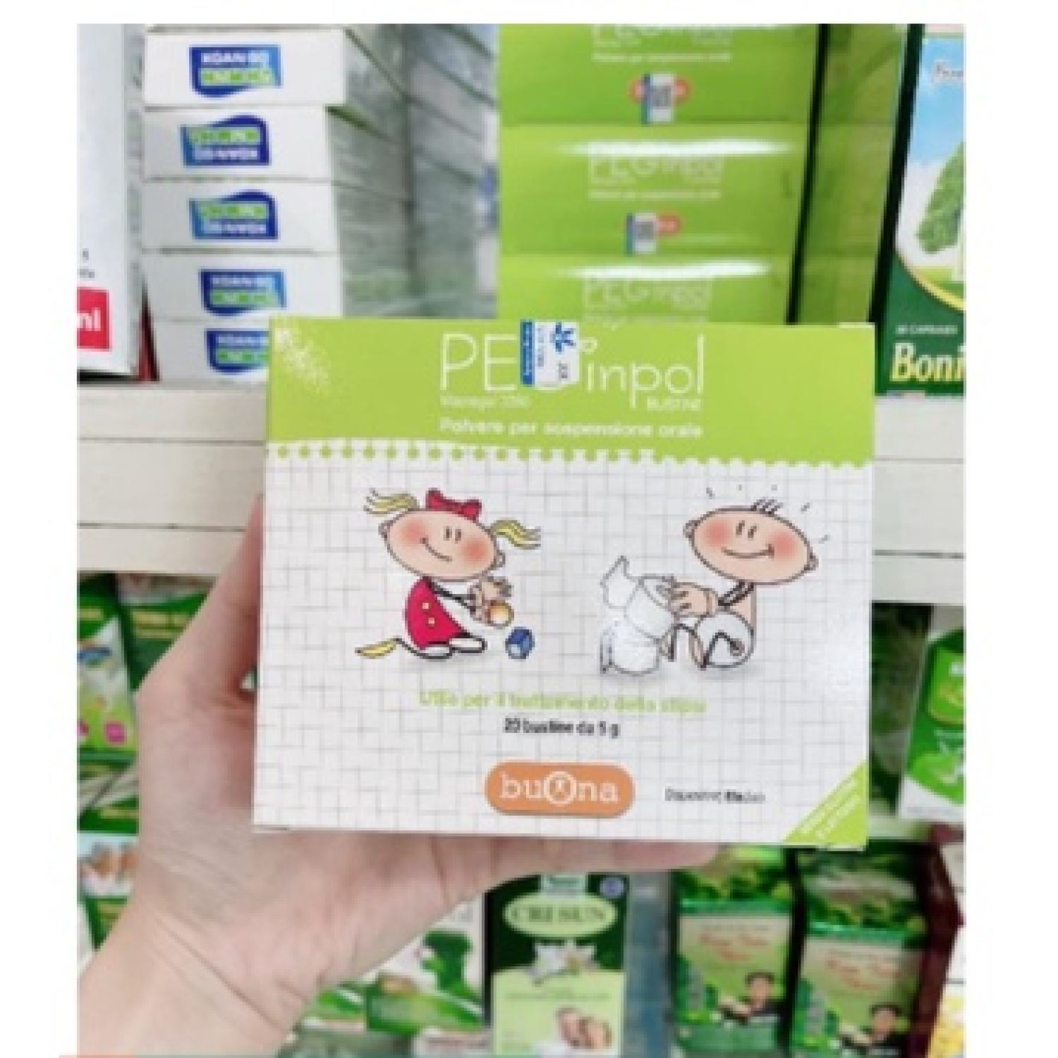 PEGinpol buona - Hỗ trợ giúp giảm táo bón cấp và mãn tính, hỗ trợ nhuận tràng, làm mềm phân