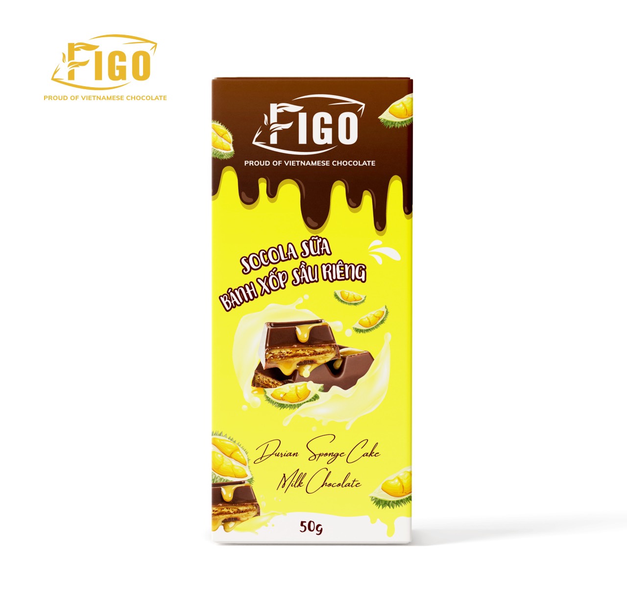 Kẹo socola sữa bánh xốp nhân sầu riêng 50g FIGO