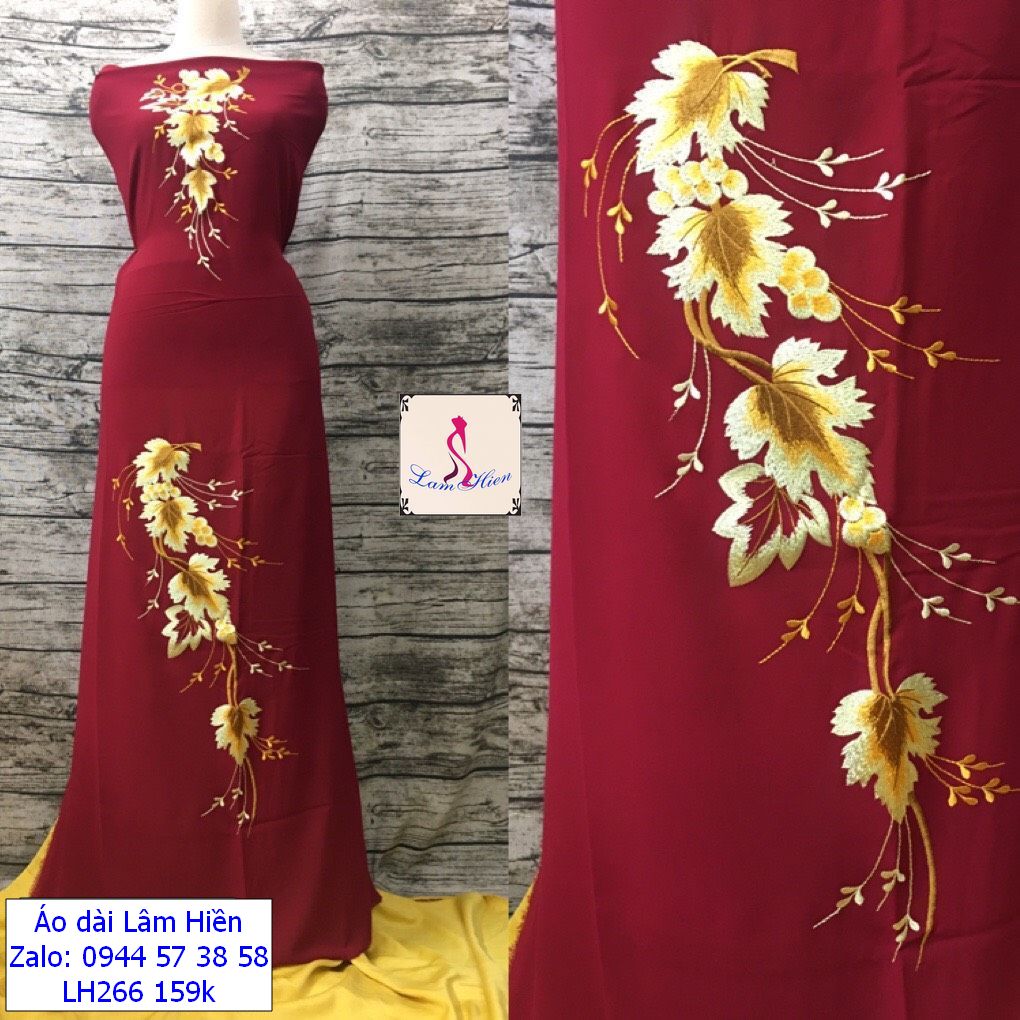 Lâm Hiền-Vải áo dài thêu LH266, rẻ, đẹp, thời trang