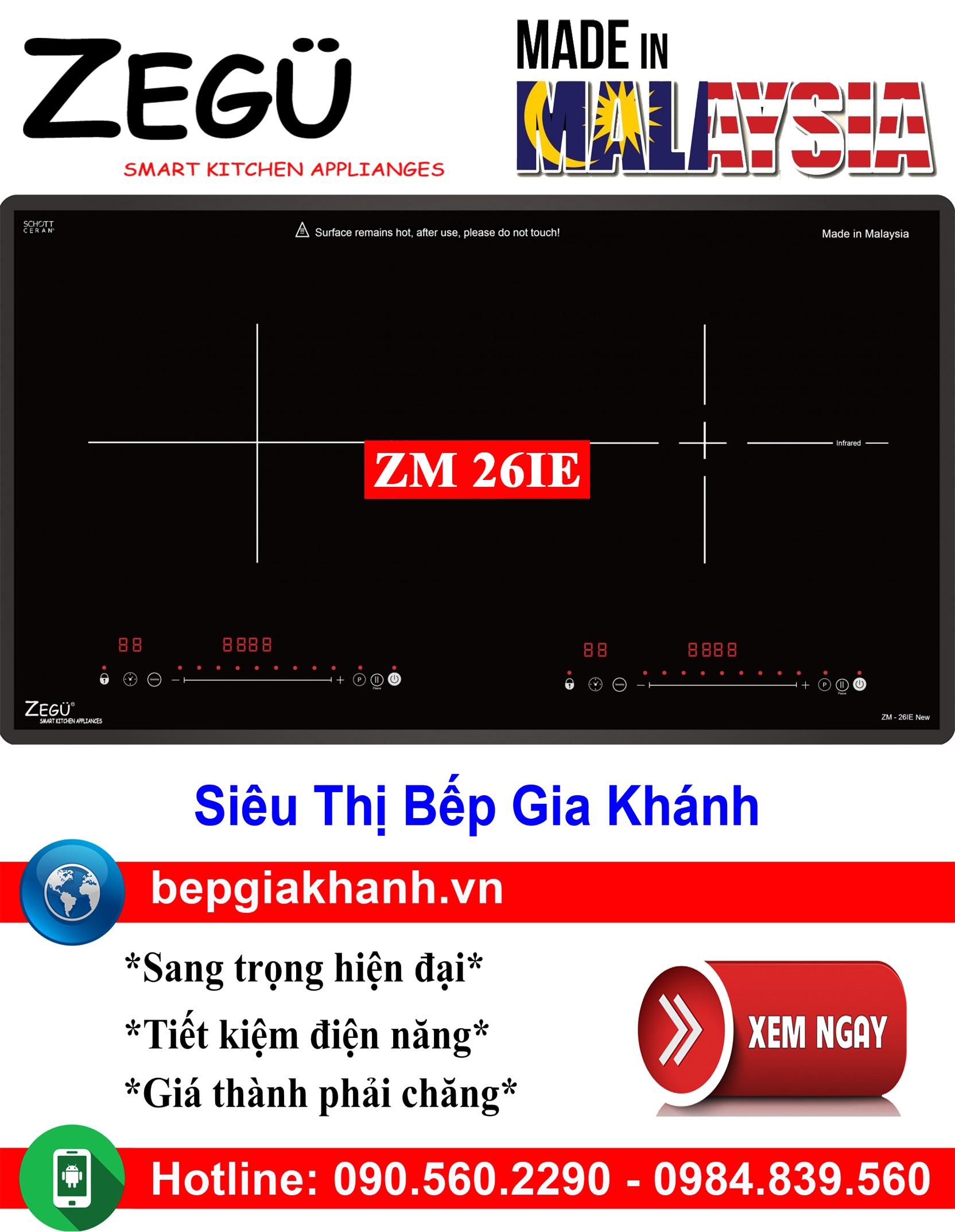 [HCM]Bếp điện từ đôi Zegu ZM 26IE nhập khẩu Malaysia, bếp từ, bếp điện từ, bếp từ đôi, bếp điện từ đôi, bếp từ giá rẻ, bếp điện từ giá rẻ, bếp từ đơn, bep tu don, bep tu