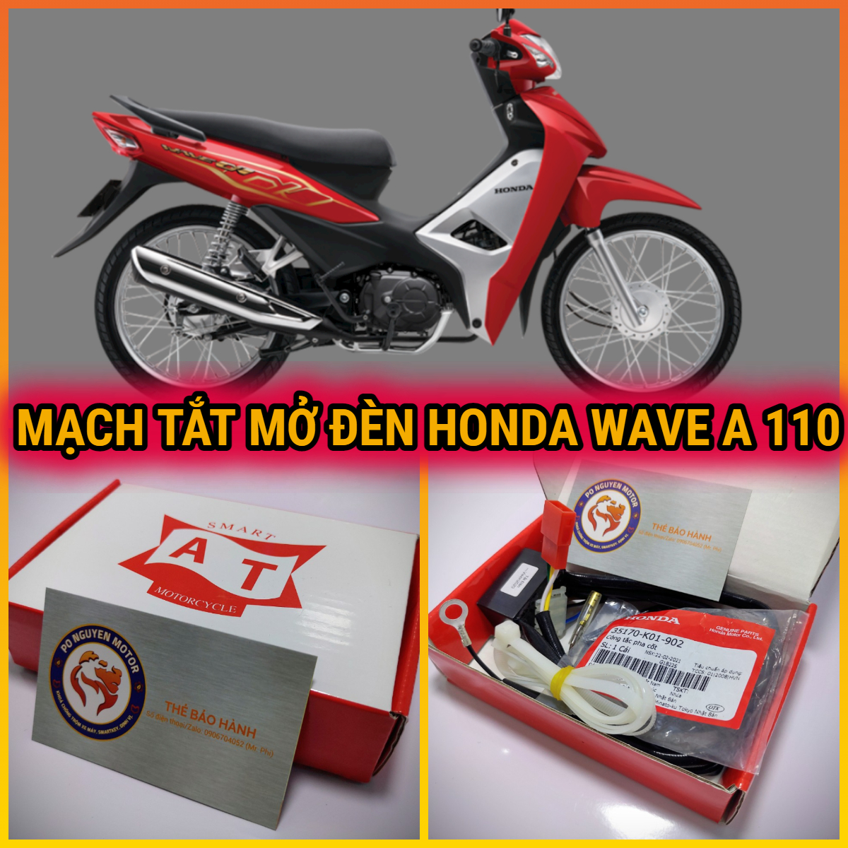 [HCM]MẠCH TẮT MỞ ĐÈN HONDA WAVE ANPHA 110 2021 (ĐÃ BAO GỒM CÔNG TẮC PASSING SH)