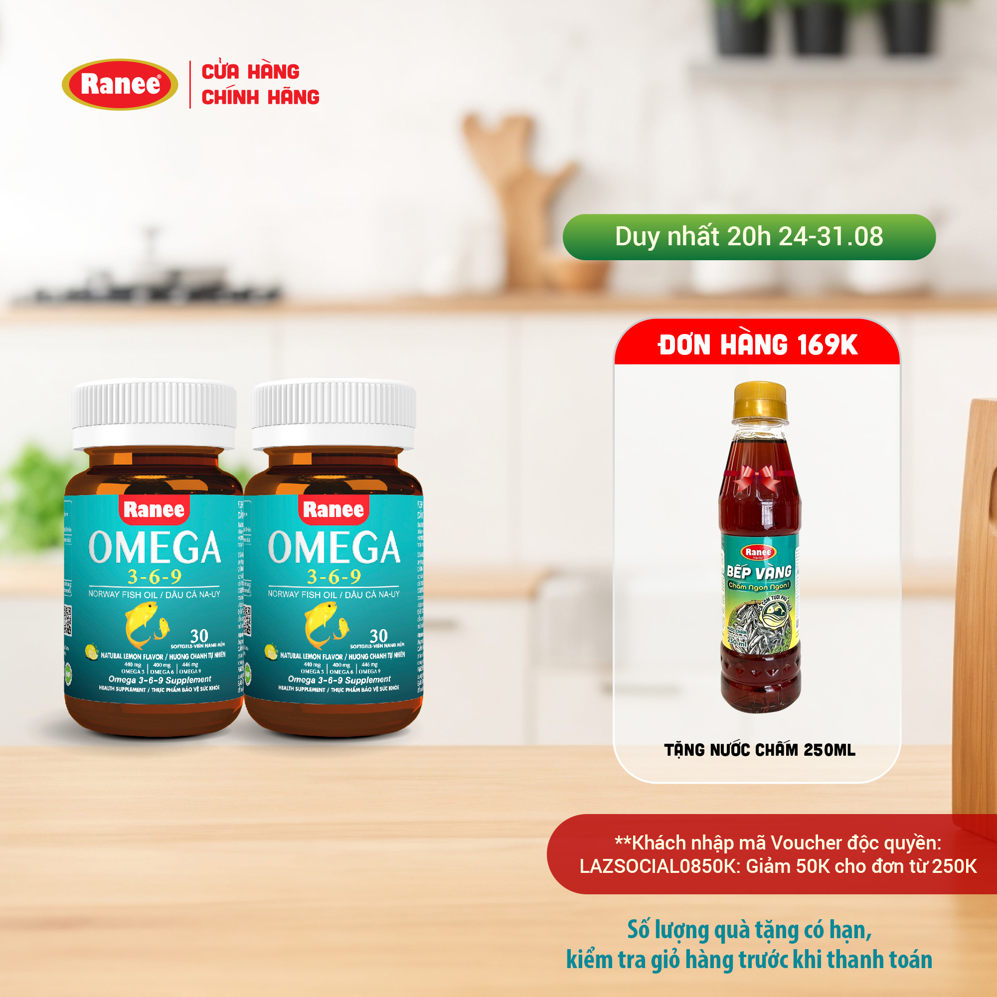 Combo 2 hộp viên nang dầu cá ranee omega 3-6-9