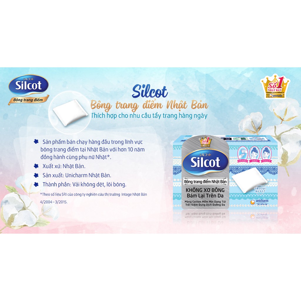 Bộ 3 hộp bông tẩy trang cơ bản silcot silcot velvety touch cotton 82 miếng/hộp