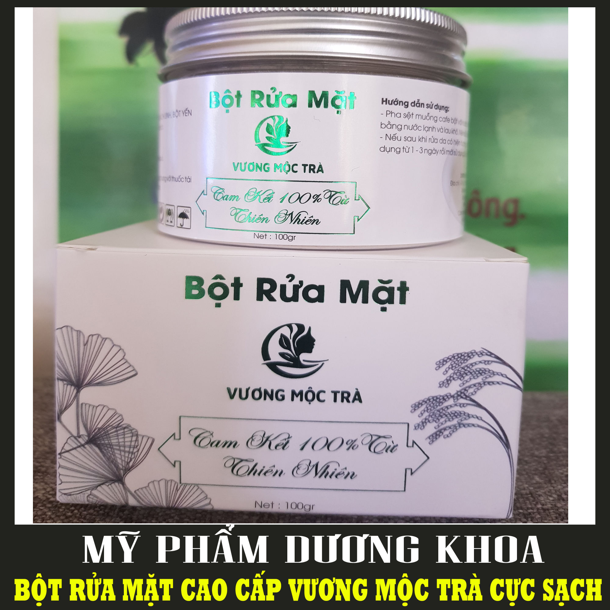 Bột rửa mặt đông y vương mộc trà bột rửa mặt ngăn mụn nhờn