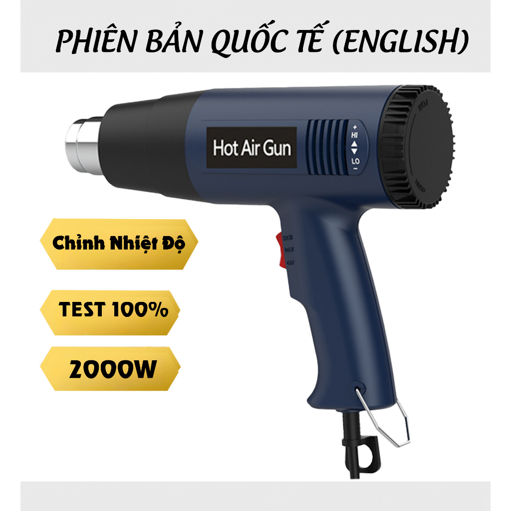 Máy khò nhiệt màng co 2000W Air Gun thổi hơi nóng đa năng decal