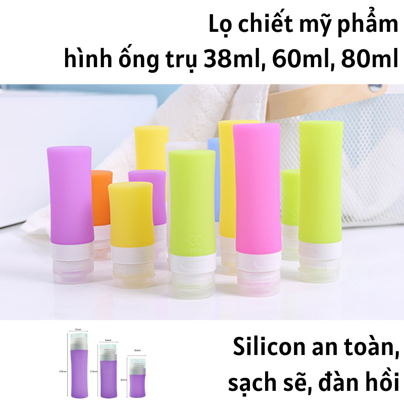 [Mua 3 Tặng 1 túi Mirage] Lọ chiết dầu gội mỹ phẩm du lịch Silicon 38ml, 60ml, 80ml