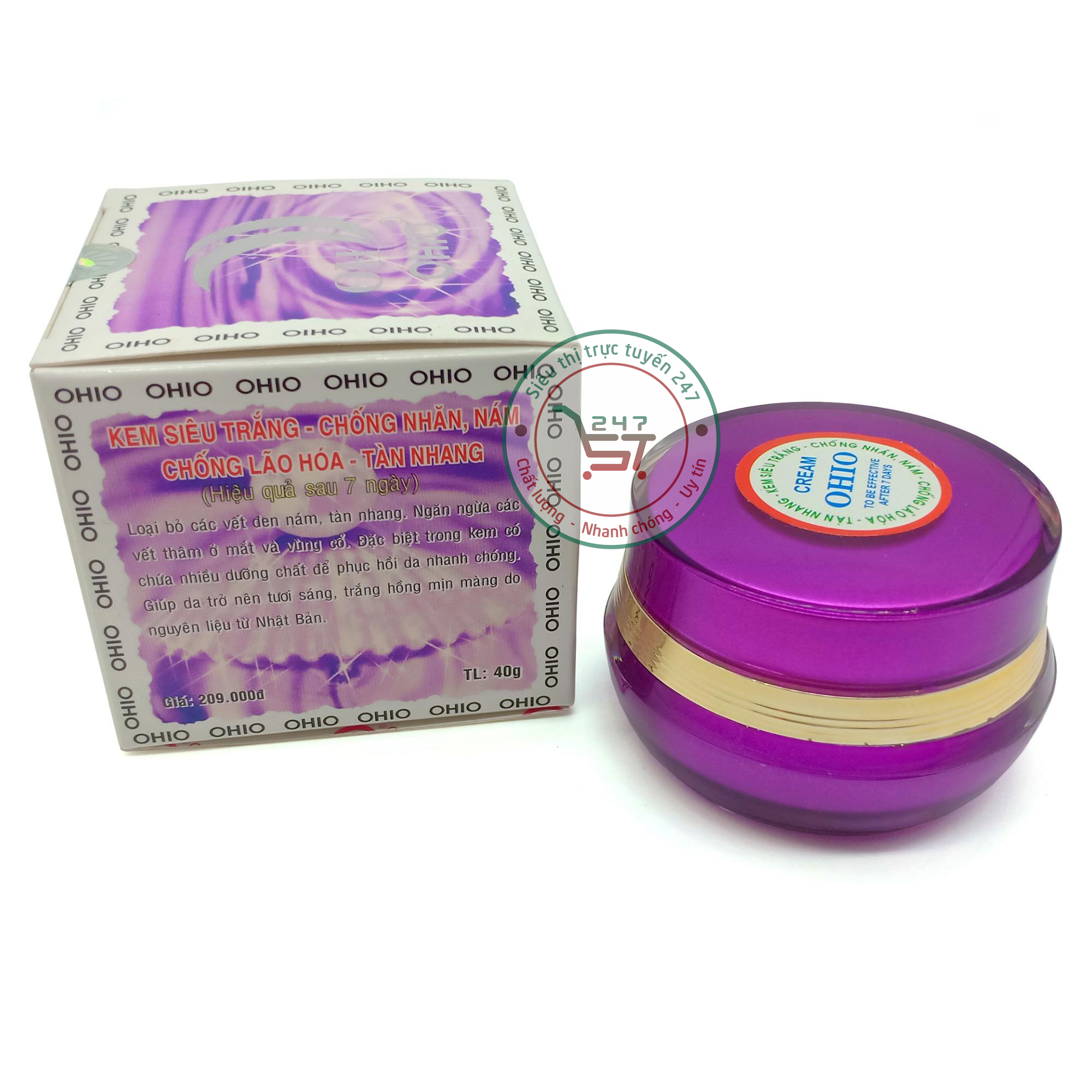 Kem dưỡng Trắng da mặt Chống nhăn Chống lão hóa Nám Tàn nhang Ohio Ốc Sên New Day 40g (Trắng-Tím)