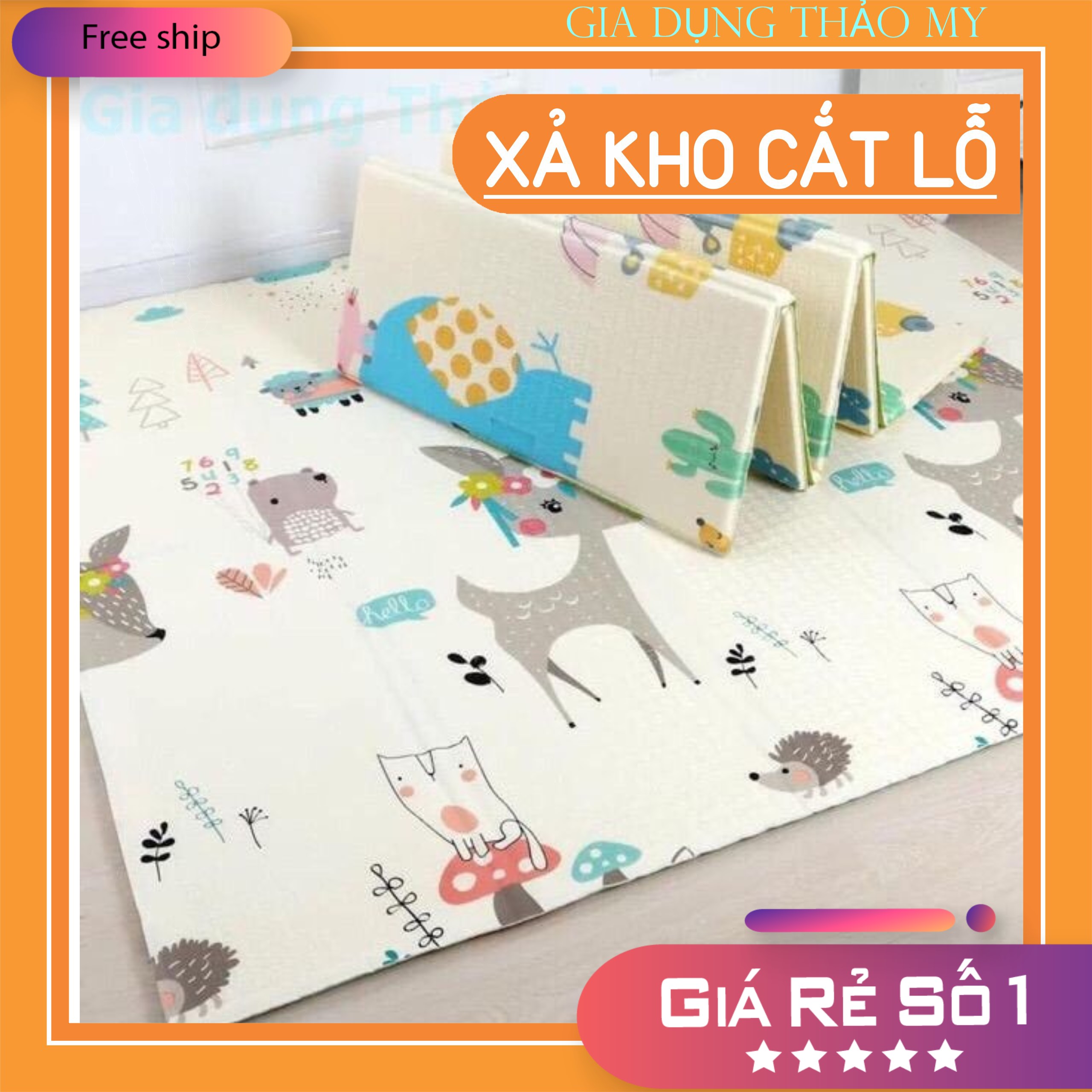 Thảm xốp gấp gọn xpe 1,8x2m 2 mặt, vân nổi