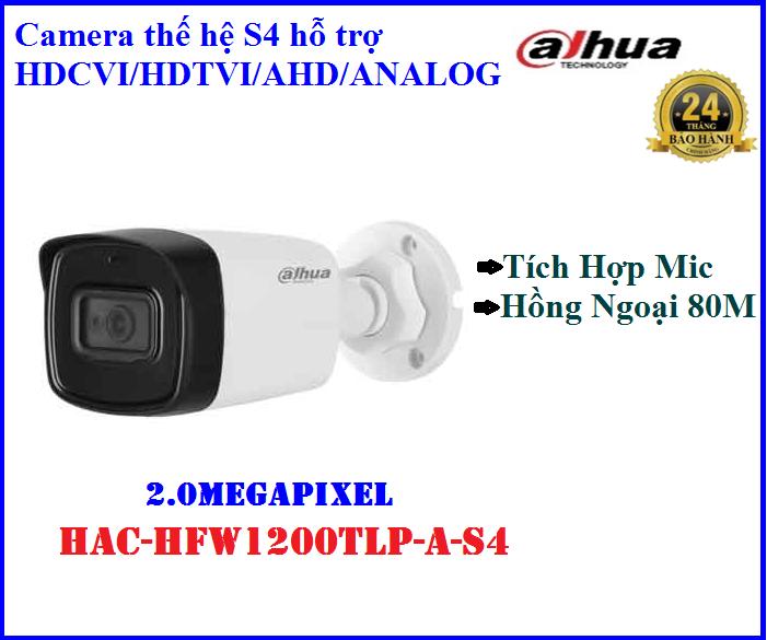 [HCM]Camera an ninh tích hợp Mic ghi âm  Dahua HAC-HFW1200TLP-A-S4(2MP) hồng ngoại 80M