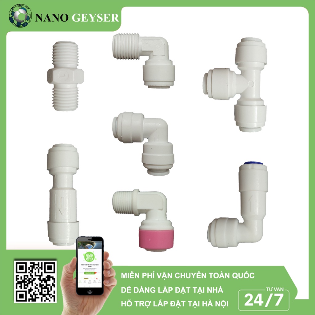 Cút nối nhanh máy lọc nước, Van 1 chiều, Cút màng RO, Cút Bơm
