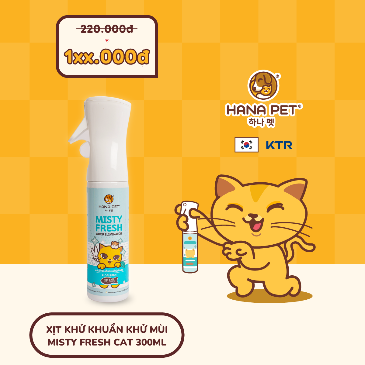 Xịt khử mùi, khử khuẩn Misty Fresh an toàn cho Mèo dung tích 300ml - Hana Pet Việt Nam