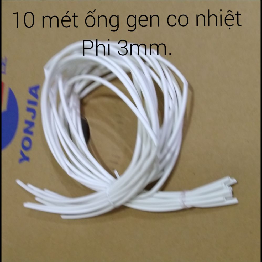 10 mét ống gen co nhiệt phi 3mm màu trắng.
