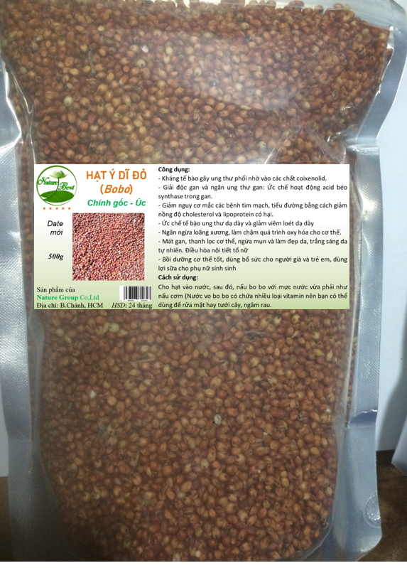 HẠT Ý DĨ (BOBO) ĐỎ ÚC - HÀNG CHÍNH GỐC DATE MỚI 500G