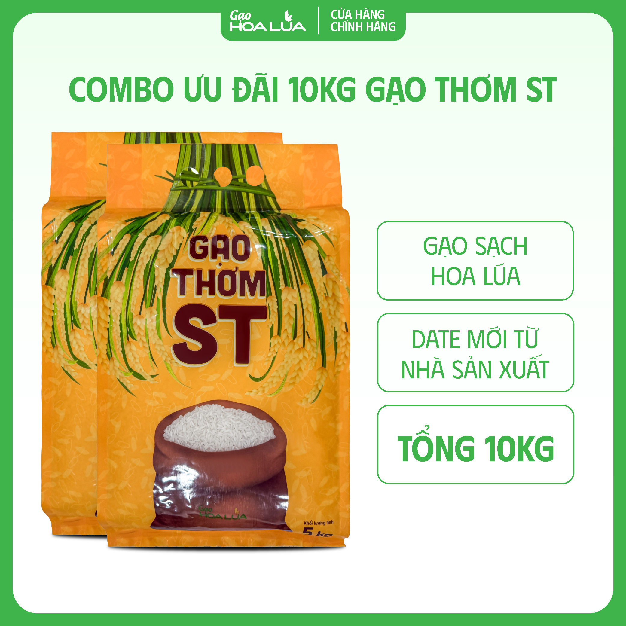 [New Product] Combo 10kg St Fragrant Rice 5kg Bag - Medium Stickiness, Soft and Delicious Rice