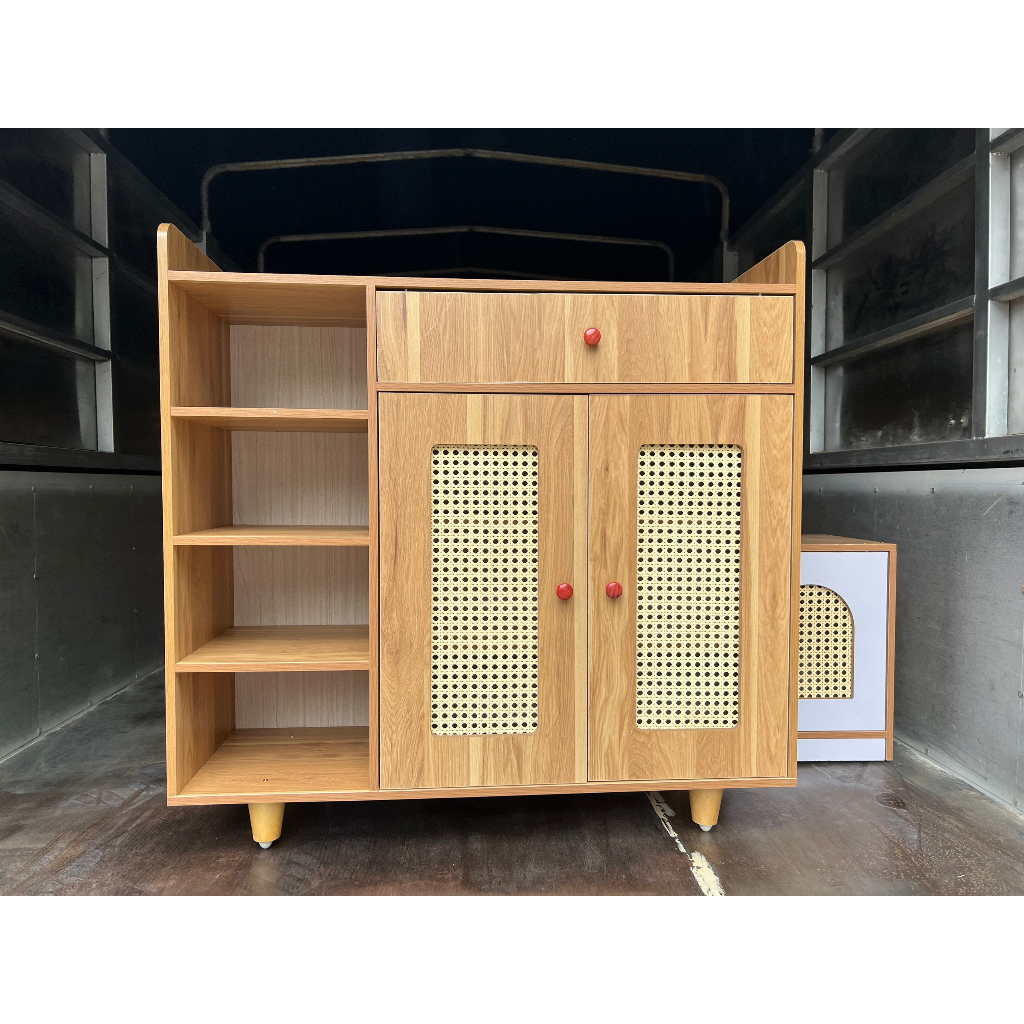 Tủ giầy gỗ thông minh lắp ghép 3 ngăn tiện ích, Tủ giày gỗ kèm kệ đa năng và ngăn để đồ đa năng chất gỗ MDF 90x90x30